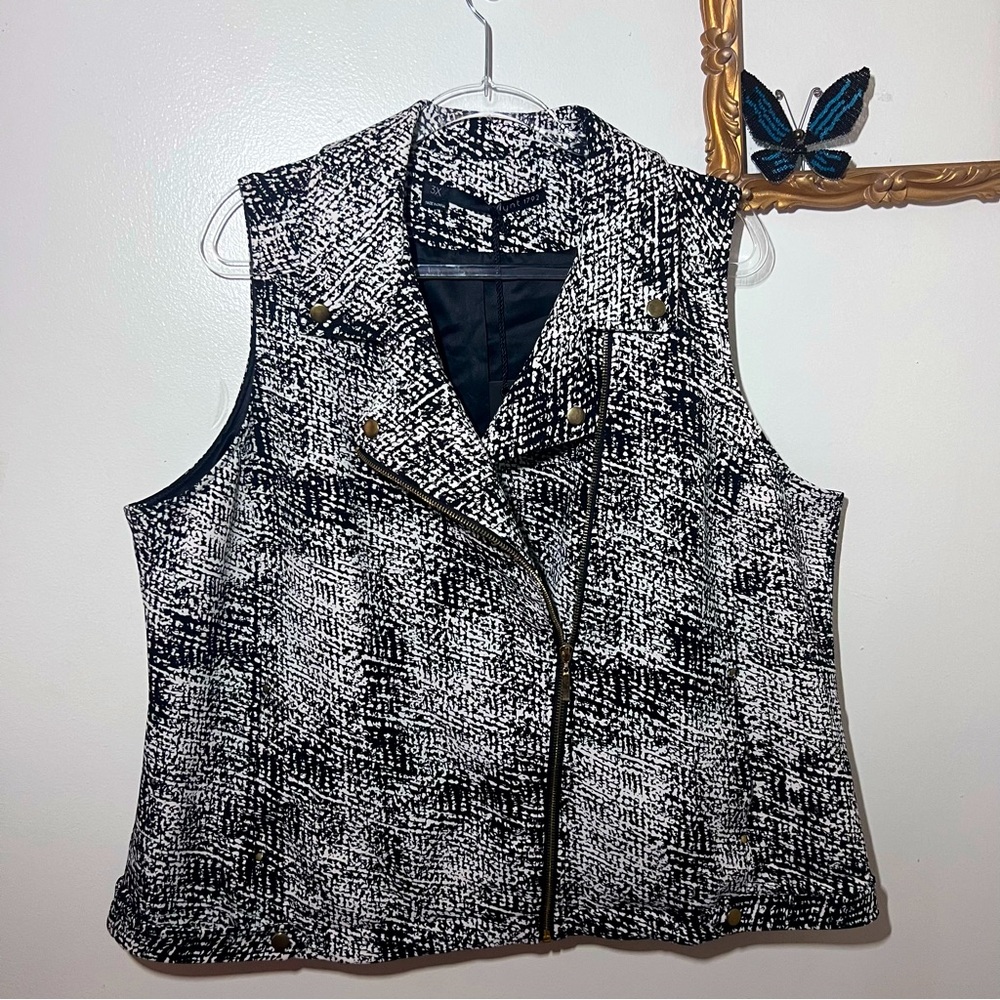 New MYNT 1792 Crepe Moto Vest 3X Lined Snaps Full Zipper pockets New With Tags